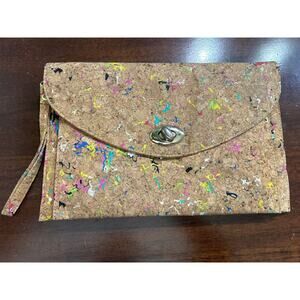 Artsy Painter Envelope Cork Blend Spring Summer Clutch Purse